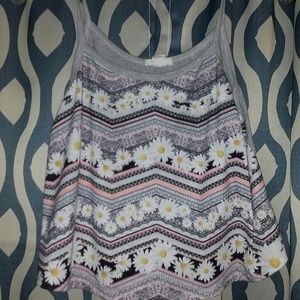 Touch Blue Daisy Chevron Crop Top